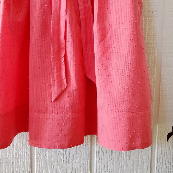 Vintage Anthropologie MaEve Pink V Neck Button Swiss Dot Swing Dress Pockets 14 - Picture 7 of 8